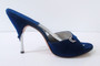 z Vintage 50's 60's Cobalt Blue Suede Springolator Heels Shoes 7.5