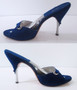 z Vintage 50's 60's Cobalt Blue Suede Springolator Heels Shoes 7.5