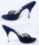 z Vintage 50's 60's Cobalt Blue Suede Springolator Heels Shoes 7.5