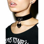 Womens Steampunk Gothic Choker Leather Lock & Heart Necklace