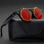 Sunglasses Women Brand Designer Retro Round Steampunk steam punk Metal Flip cover Fashion Sun glasses gafas Oculos de Sol