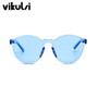 Oversized Large Circle Round Rimless Clear Candy Color Sunglasses Women UV400
