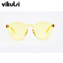 Oversized Large Circle Round Rimless Clear Candy Color Sunglasses Women UV400