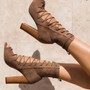 Lace-Up Cross-tied Ankle Boot