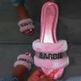 Pink Short Piush Ladies Shoes Summer Flat Sandals