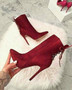 Suede High Heel Lace Up Ankle Bootie