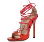 Solid Sandals Lace-Up High Heel