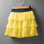 Women Elasticity Waist Mini Skirt Ladies Chiffon Skirt Ladies Casual Cake Skirts Black White Femme Pleated Skirts