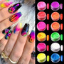 12 Boxes Neon Nail Powder Eyeshadow Pigment Fluorenscence Spangle Nail Glitter Chrome Dust DIY Nail Decoration