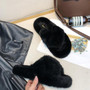 Winter Women House Furry Slippers Fashion Faux Fur Warm Shoes Women Slip on Flats Female Home Slides Black Plush Slippers