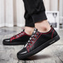 Fashion Men's Casual Sneakers Skateboarding Shoes PU Flats Shoes Students Outdoor Sneakers Street Shoes Lace Walking Shoes