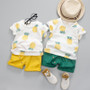 Boys Pineapple Graphic Shirt with Yellow or Green Shorts Set Toddler Boy Outfits