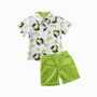 Boys Lemon Button Up Collard Shirt with Matching Shorts Set Toddler Boy Outfits