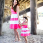 Mommy and Me Matching Mother Daughter Striped Dresses Mom and Daughter Dress Kids Parent Child Outfits Clothes