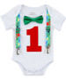 First Birthday Dinosaur Outfit - Shirt - 1st Birthday Boy - Dinosaur Party - Dinosaur Theme - Dinosaur Outfit - Dinosaur Suspenders - Green