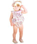 Baby Girl Vintage Floral Print Summer Romper with Head Wrap