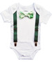 Baby Boy Summer Outfit Palm Leaf Tie and Suspenders Green and White