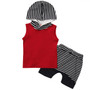 Baby Boy Clothes Sleeveless Hooded Tops Striped Shorts Pant 2PCS Outfits Toddler Kids Clothing Set