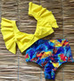 Print High Waist Ruffle Bikini set