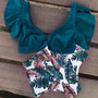 Print High Waist Ruffle Bikini set