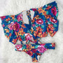 Print High Waist Ruffle Bikini set