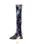 Ladies Thigh High Boots Women Over The Knee Print Flower Kid Suede Shoes Woman Autumn Winter Warm Sexy Boots Botas Largas Mujer
