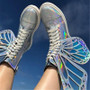 Prova Perfetto 2020 Butterfly Wings Women Sneakers Lace up Platform Ladies Shoes Shiny High Tops Flat Casual Rubber Botas Mujer