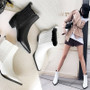 2020 New Arrival pointed toe Chelsea Boots Thick Med Heel Women Ankle Boot winter Black square heel Shoes western boots 34-43