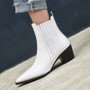 2020 New Arrival pointed toe Chelsea Boots Thick Med Heel Women Ankle Boot winter Black square heel Shoes western boots 34-43