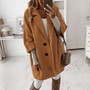 2020 Women Long Woolen Autumn Winter Coat Jacket Three Quarter Sleeve Loose Coat High Street Ofiice Ladies Long Jacket