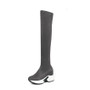 QUTAA 2020 Stretch Fabrics Over The Knee Boots Height Increasing Round Toe Women Shoes Autumn Winter Casual Long Boots Size34-43