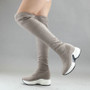 QUTAA 2020 Stretch Fabrics Over The Knee Boots Height Increasing Round Toe Women Shoes Autumn Winter Casual Long Boots Size34-43