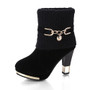 Winter Women Boots Christmas Ankle Boots High Heels Ladies Shoes Femme Warm Short Boots Red Black Shoes Plus Size 34-43