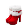 Winter Women Boots Christmas Ankle Boots High Heels Ladies Shoes Femme Warm Short Boots Red Black Shoes Plus Size 34-43