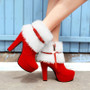 Winter Women Boots Christmas Ankle Boots High Heels Ladies Shoes Femme Warm Short Boots Red Black Shoes Plus Size 34-43