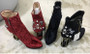 Phoentin crystal flower studded ankle boots pearl metal fretwork super high heels beautiful zipper women boots red shoes FT270