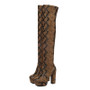 TAOFFEN 2020 Platform Fashion Snakeskin Winter Women Shoes Square High Heel Round Toe Casual Over The Knee Boots Size 34-43