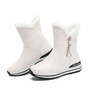 QUTAA 2020 Winter Warm Fur Platform Women Shoes PU Leather Round Toe Fashion Snow Boots Wedges Zipper Mid Calf Boots Size 34-43