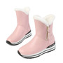 QUTAA 2020 Winter Warm Fur Platform Women Shoes PU Leather Round Toe Fashion Snow Boots Wedges Zipper Mid Calf Boots Size 34-43