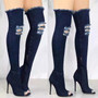 High Heels Boots Women Shoes 2020 Thigh High Boots Zipper Winter Shoes Women Solid Color Denim Shoes Woman Zapatos De Mujer