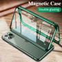 Metal Magnetic Adsorption Case For iPhone 11 Pro X XS Max XR Double-Sided Glass Magnet Cover For iPhone 7 8 6 6s Plus Se 2020
