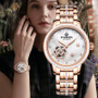STARKING Women Rose Gold Stainless Steel Wrist Watch Luxury Jewels Sapphire Glass Auto Self-Wind Female Mechanical Watch Relogio