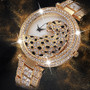 360PCS  Women Quartz Watch Fashion Bling Casual Ladies Watch Female Quartz Gold Watch Crystal Diamond Leopard For Women Clock
