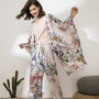 JULY'S SONG 4 Pieces  Soft Autumn Winter Women Pajamas Sets  Floral Printed Sleepwear With Shorts Female Leisure Nightwear Suit