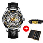 OUPINKE Top Brand Luxury Men Automatic Mechanical Watch Skeleton Tungsten Steel Waterproof Self-Wind Sapphire Glass Wristwatch