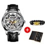 OUPINKE Top Brand Luxury Men Automatic Mechanical Watch Skeleton Tungsten Steel Waterproof Self-Wind Sapphire Glass Wristwatch