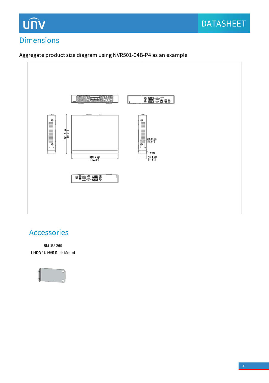 Uniview 4-CH 4K Network Video Recorder with Built-In PoE