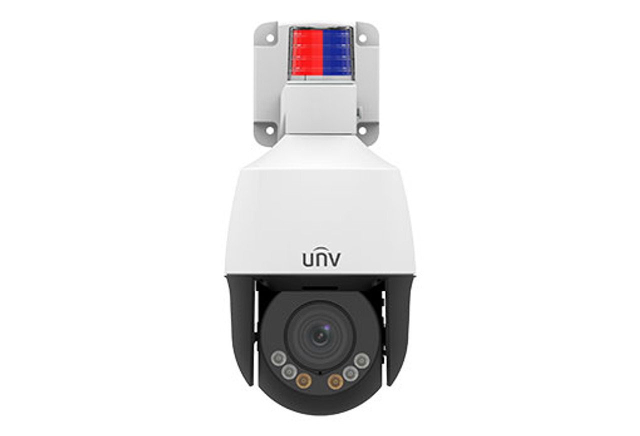 Uniview 1/2.7" 5MP PS CMOS Starlight PTZ Network Camera, Active Deterrence IR,  Auto Tracking Human Body Detection, 4X Optical Zoom 2.8-12mm, IR up to 164 ft, Micro SD, 345 Degree Pan, Built-In Mic & Speaker, 12VDC, POE+, IP66, NDAA Compliant