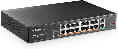 MokerLink 18 Port Gigabit PoE Switch, 16 Gigabit PoE+ Ports, 2 Gigabit Uplink, 250W IEEE802.3af/at, Metal Rackmount Unmanaged Plug and Play Ethernet Switch