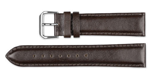 16mm Flat Top Grain Leather Strap - Brown